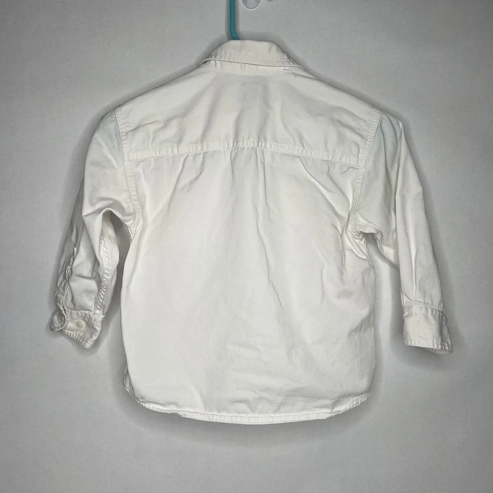 Gap 100% Cotton Button Down Long Sleeve White Canvas Kids Boys XS (4-5) Dress Up